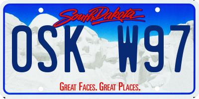 SD license plate 0SKW97
