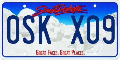 SD license plate 0SKX09
