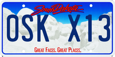 SD license plate 0SKX13