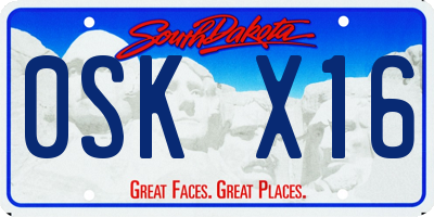 SD license plate 0SKX16