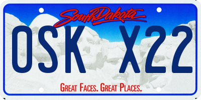 SD license plate 0SKX22