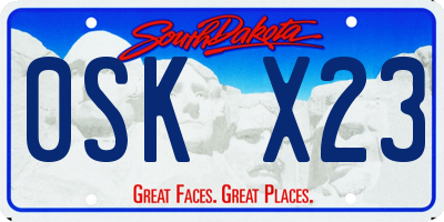 SD license plate 0SKX23