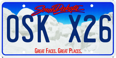 SD license plate 0SKX26