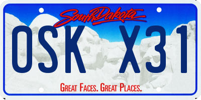 SD license plate 0SKX31