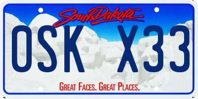 SD license plate 0SKX33