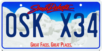 SD license plate 0SKX34