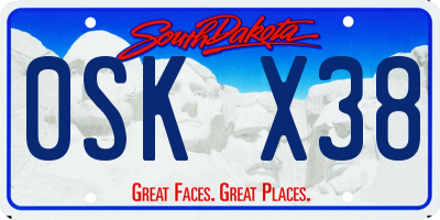 SD license plate 0SKX38