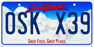 SD license plate 0SKX39