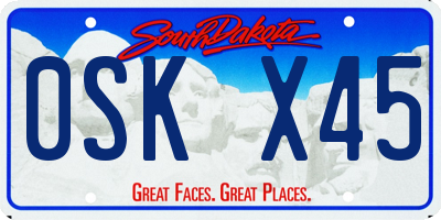 SD license plate 0SKX45