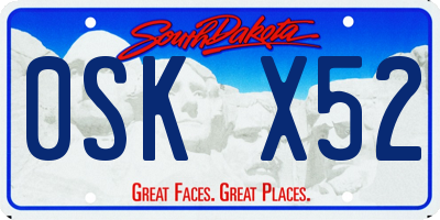 SD license plate 0SKX52