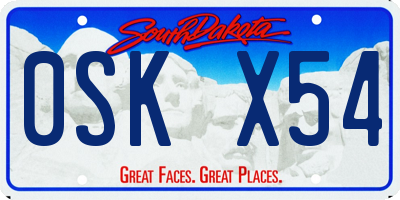 SD license plate 0SKX54