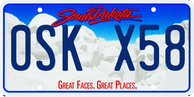 SD license plate 0SKX58