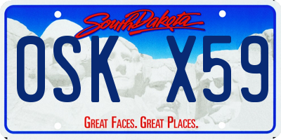 SD license plate 0SKX59