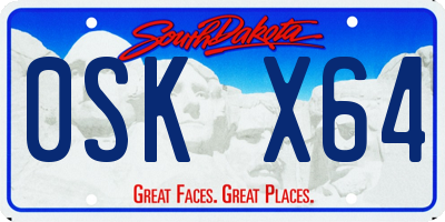 SD license plate 0SKX64