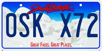 SD license plate 0SKX72