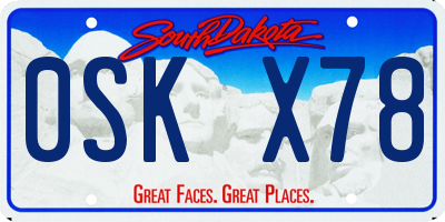 SD license plate 0SKX78