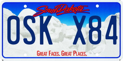 SD license plate 0SKX84
