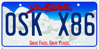SD license plate 0SKX86