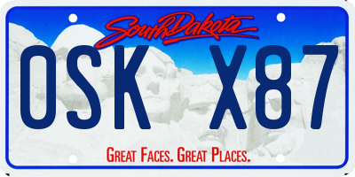 SD license plate 0SKX87