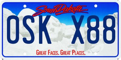 SD license plate 0SKX88