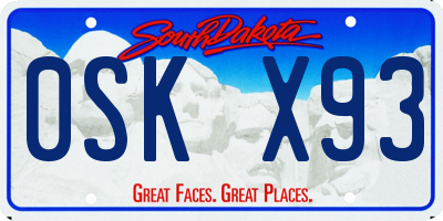 SD license plate 0SKX93