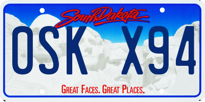 SD license plate 0SKX94
