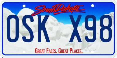 SD license plate 0SKX98