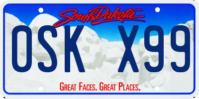 SD license plate 0SKX99