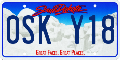 SD license plate 0SKY18