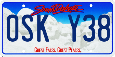 SD license plate 0SKY38