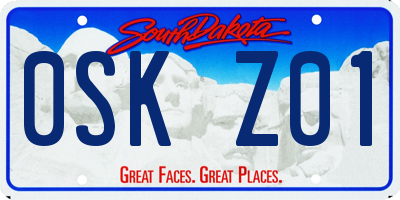SD license plate 0SKZ01