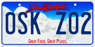SD license plate 0SKZ02