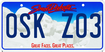 SD license plate 0SKZ03