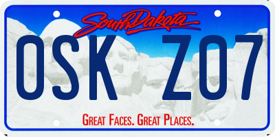 SD license plate 0SKZ07