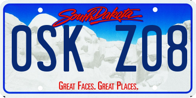 SD license plate 0SKZ08