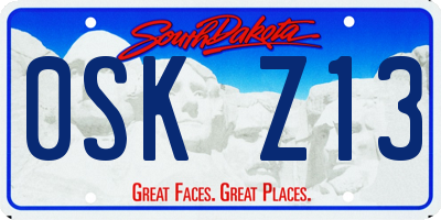 SD license plate 0SKZ13