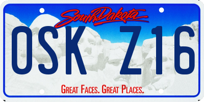 SD license plate 0SKZ16
