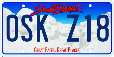 SD license plate 0SKZ18
