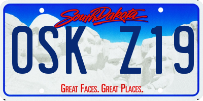 SD license plate 0SKZ19