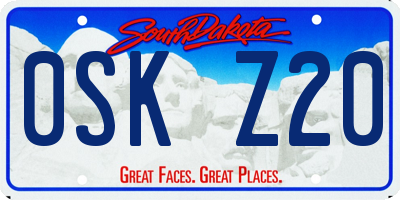 SD license plate 0SKZ20