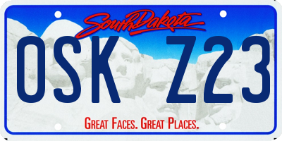 SD license plate 0SKZ23