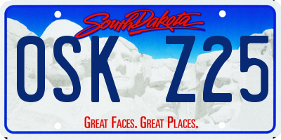 SD license plate 0SKZ25
