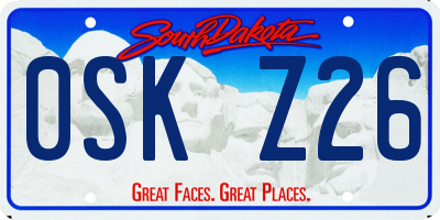 SD license plate 0SKZ26
