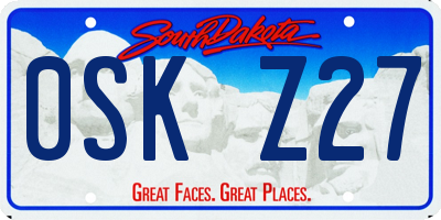 SD license plate 0SKZ27