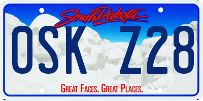 SD license plate 0SKZ28