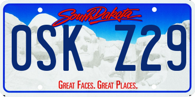 SD license plate 0SKZ29