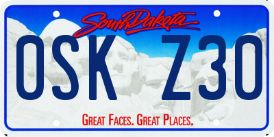 SD license plate 0SKZ30