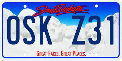 SD license plate 0SKZ31