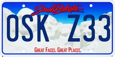 SD license plate 0SKZ33
