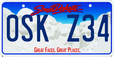 SD license plate 0SKZ34
